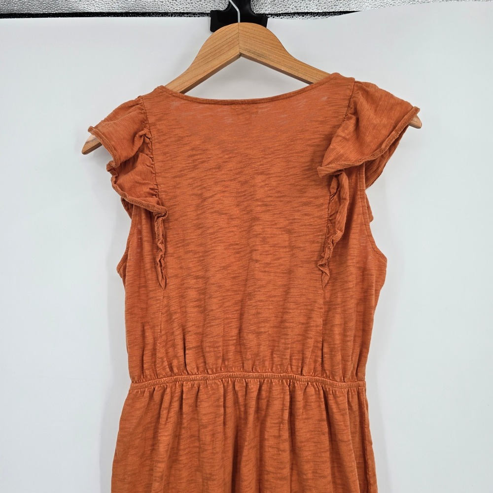 J.Crew Re-Imagined Slub Cotton Ruffle Tiered Midi Dress Burnt Orange Small S - Picture 4 of 9